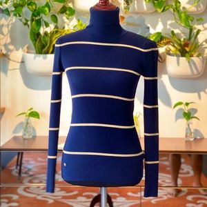 Navy and Gold Turtleneck Sweater